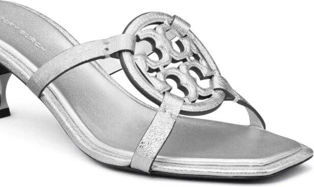 Tory Burch Miller Bombé metallic muiltjes Zilver