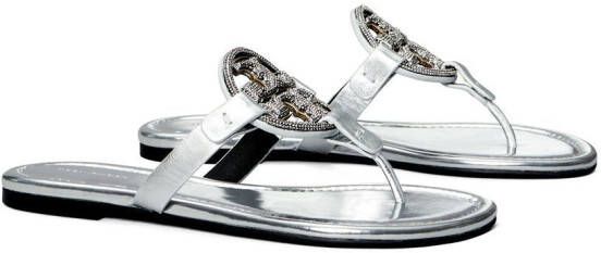 Tory Burch Miller sandalen met logo Zilver