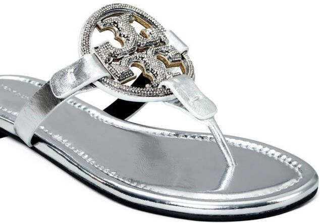 Tory Burch Miller sandalen met logo Zilver