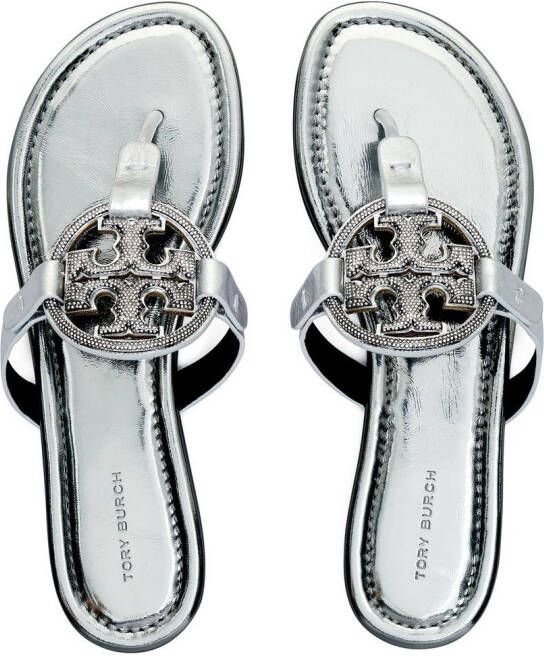 Tory Burch Miller sandalen met logo Zilver