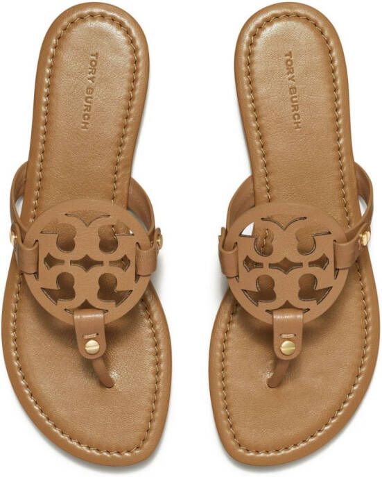 Tory Burch Miller teenslippers met logopatroon Beige