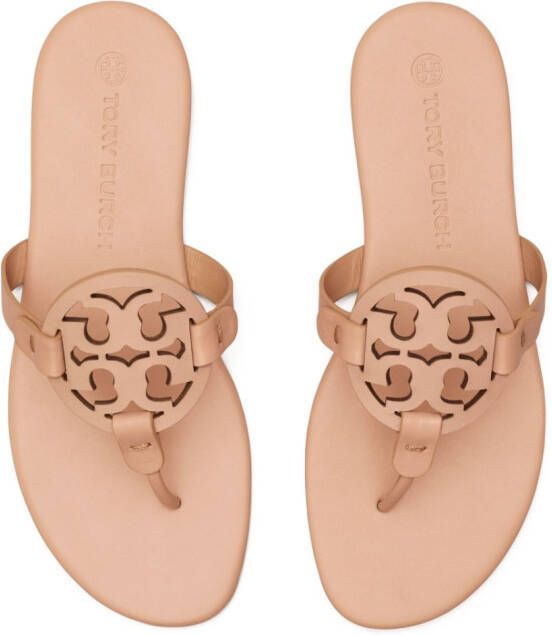 Tory Burch Slippers met logoplakkaat Bruin