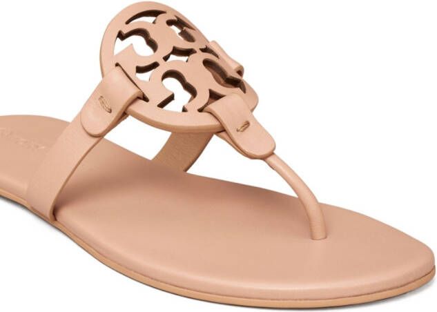 Tory Burch Slippers met logoplakkaat Bruin