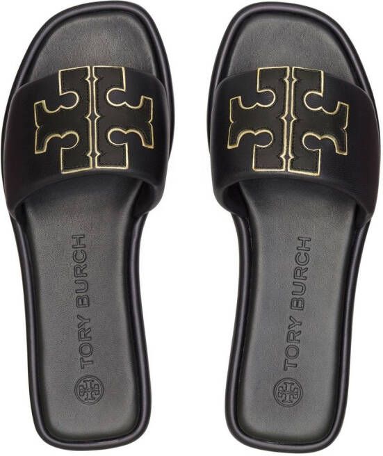 Tory Burch Slippers met patch Zwart