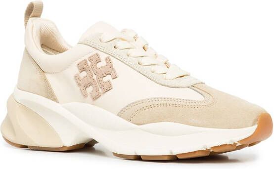 Tory Burch Sneakers met logopatch Beige