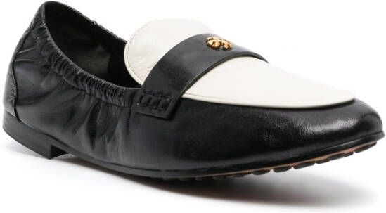 Tory Burch Tweekleurige leren loafers Zwart