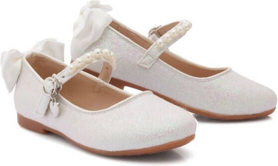 Tulleen Ballerina's met strikdetail Wit