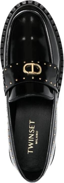 TWINSET 40mm stud-embellished leather loafers Zwart