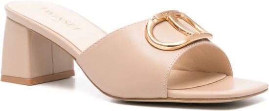 TWINSET Eleanor sandalen met logoplakkaat Beige