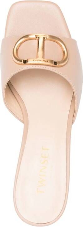 TWINSET Eleanor sandalen met logoplakkaat Beige