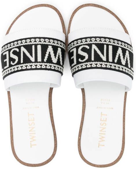 TWINSET Kids Slippers met logoprint Wit