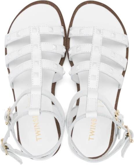 TWINSET Kids Sandalen verfraaid met studs Wit