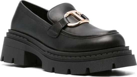 TWINSET Oval T loafers met logoplakkaat Zwart