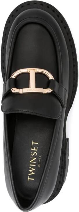 TWINSET Oval T loafers met logoplakkaat Zwart