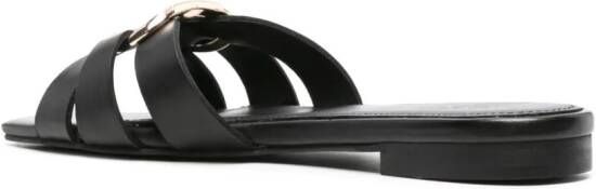TWINSET Oval T slippers met plakkaat Zwart