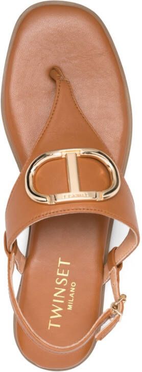 TWINSET Sandalen met gegraveerd logo Bruin