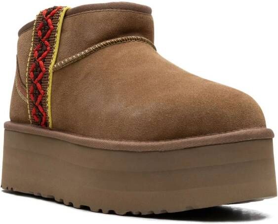 UGG Classic Ultra Mini Braid "Chestnut" laarzen met plateauzool Bruin