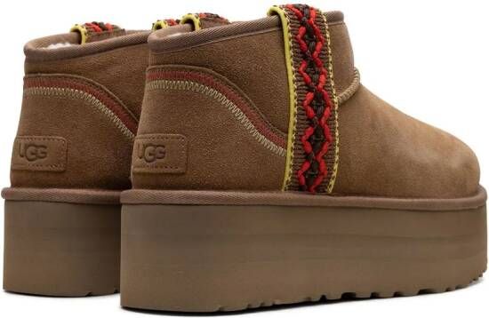 UGG Classic Ultra Mini Braid "Chestnut" laarzen met plateauzool Bruin