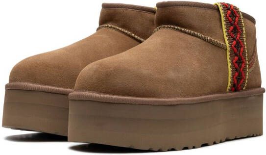 UGG Classic Ultra Mini Braid "Chestnut" laarzen met plateauzool Bruin