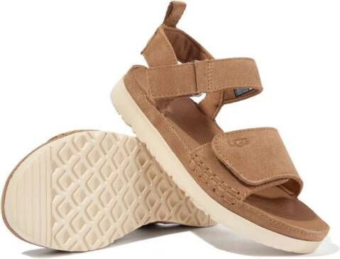 UGG Kids Suède sandalen met klittenband Bruin