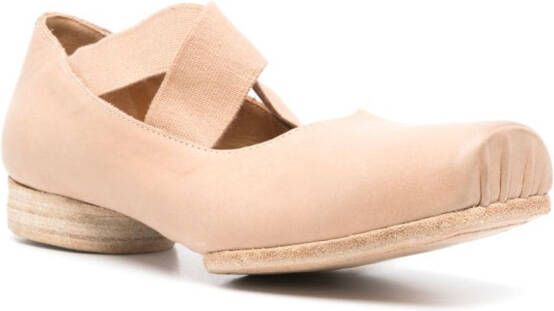 Uma Wang Leren ballerina's met vierkante neus Beige