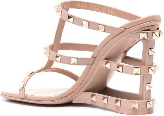 Valentino Garavani 100 mm Rockstud gekooide sandalen Beige