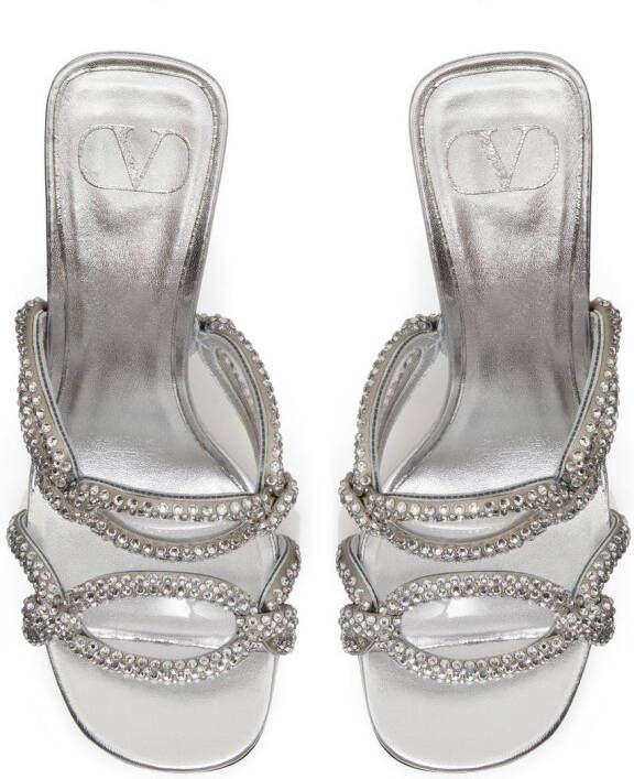 Valentino Garavani Chain 1967 verfraaide sandalen Zilver