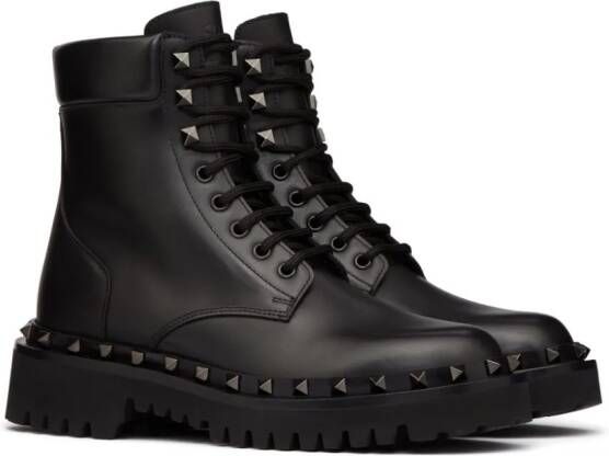 Valentino Garavani Rockstud 50mm leren enkellaarzen Zwart