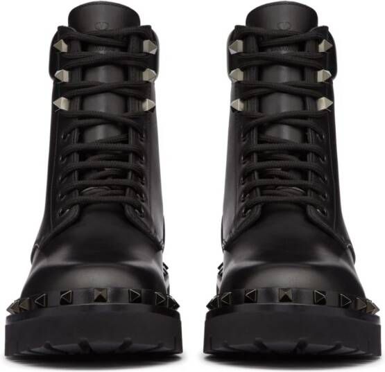 Valentino Garavani Rockstud 50mm leren enkellaarzen Zwart