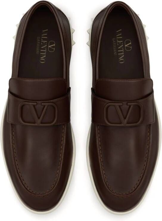 Valentino Garavani Leren loafers Bruin