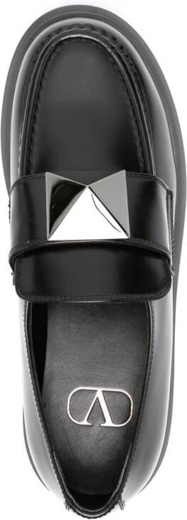 Valentino Garavani One Stud loafers met plateauzool Zwart