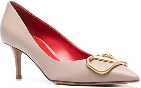 Valentino Garavani Pumps met logoplakkaat Beige