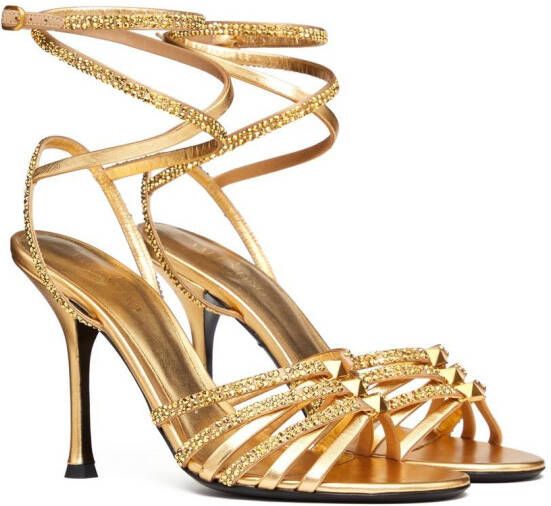 Valentino Garavani Rockstud pumps verfraaid met kristallen Goud