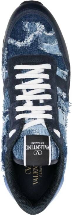 Valentino Garavani Rockrunner denim sneakers met camouflageprint Blauw