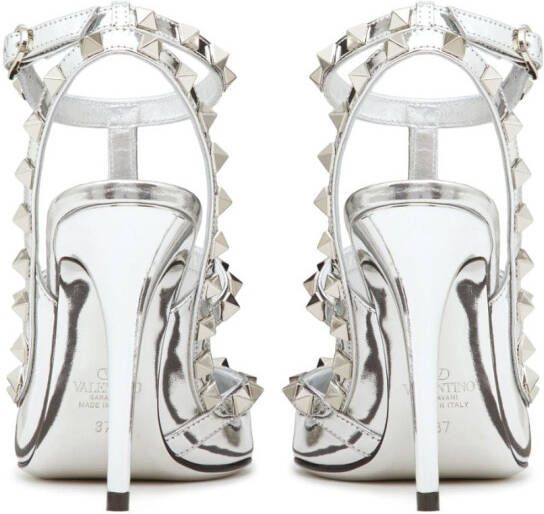 Valentino Garavani Rockstud pumps met enkelbandje Zilver