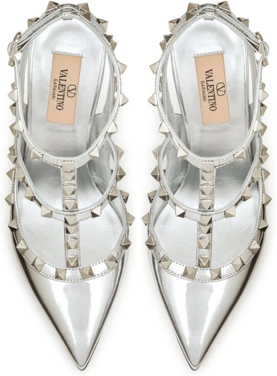 Valentino Garavani Rockstud pumps met enkelbandje Zilver