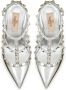 Valentino Garavani Rockstud pumps met enkelbandje Zilver - Thumbnail 4
