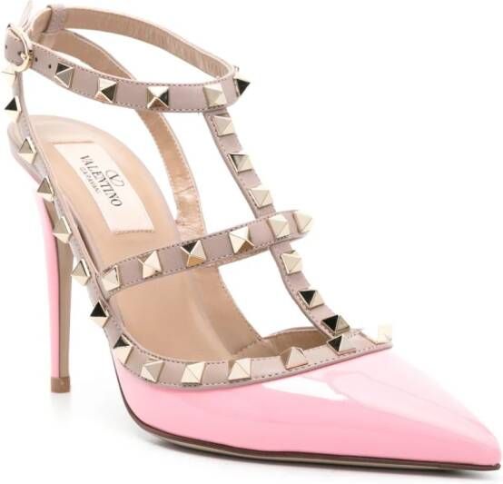 Valentino Garavani Rockstud 100mm pumps van lakleer Roze