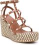 Valentino Garavani Rockstud 100mm espadrilles met sleehak Bruin - Thumbnail 2