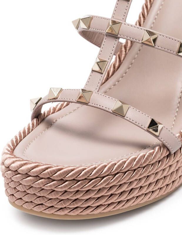 Valentino Garavani 95 mm Rockstud espadrilles met sleehak Roze
