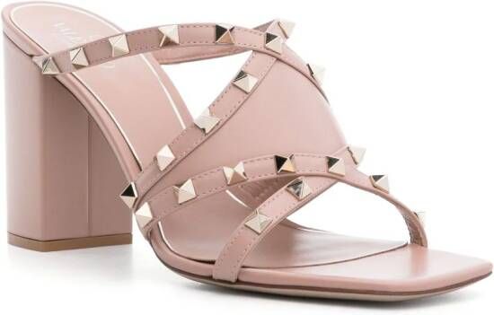 Valentino Garavani Rockstud leren sandalen Beige