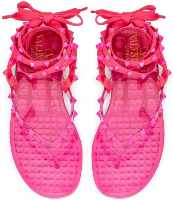 Valentino Garavani Rockstud 30mm sandalen met enkelband Roze