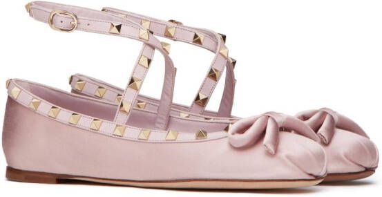 Valentino Garavani Rockstud ballerina's met bandje Roze