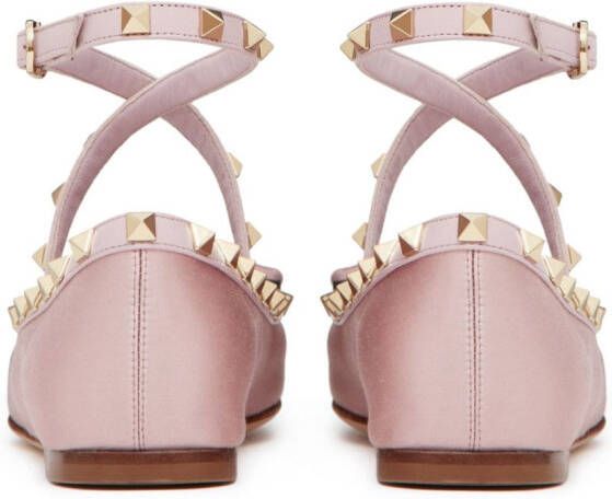 Valentino Garavani Rockstud ballerina's met bandje Roze