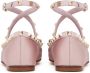 Valentino Garavani Rockstud ballerina's met bandje Roze - Thumbnail 3