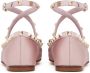 Valentino Garavani Rockstud ballerina's met bandje Roze - Thumbnail 3