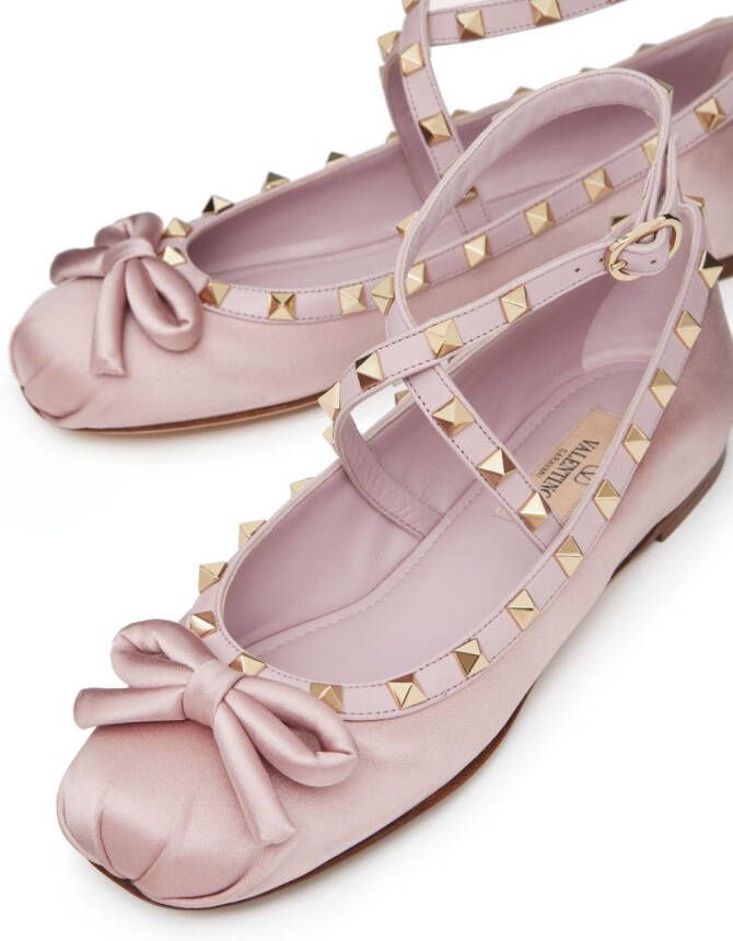 Valentino Garavani Rockstud ballerina's met bandje Roze