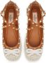 Valentino Garavani Rockstud ballerina's met borduurwerk Beige - Thumbnail 4