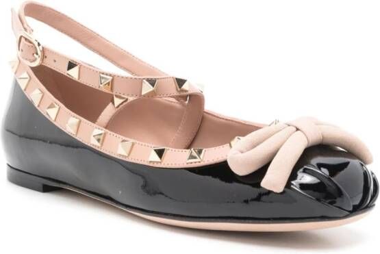 Valentino Garavani Rockstud ballerina's met strikdetail Zwart