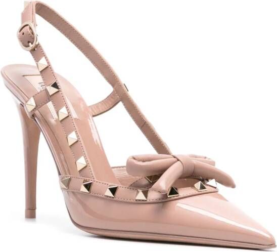 Valentino Garavani Rockstud Bow 100mm slingback pumps Beige